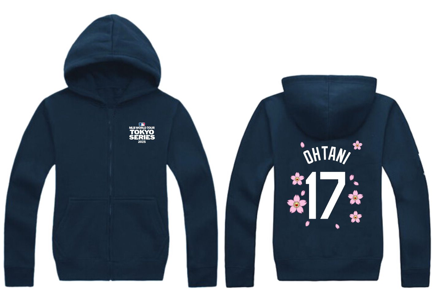 Men Los Angeles Dodgers #17 Ohtani Dark Blue Zipper hoodie 2025 MLB Jersey style 1->los angeles dodgers->MLB Jersey